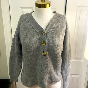 Madewell Merino Gray Wool Henley Sweater size S